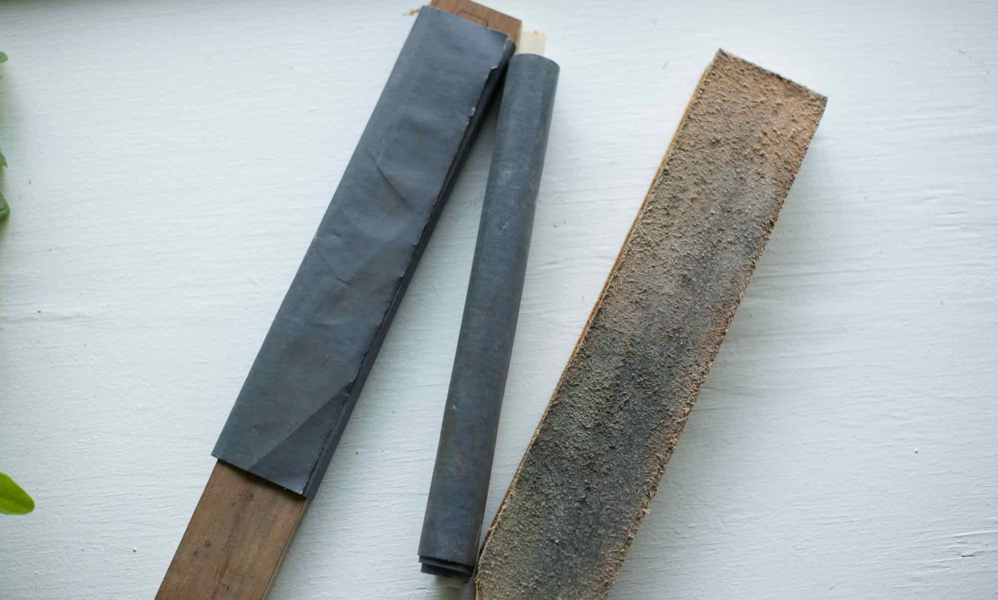 Sandpaper and a Leather Strop